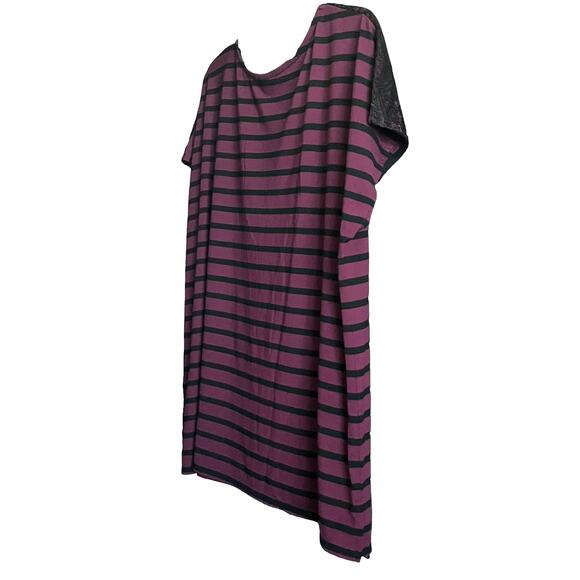 FADED GLORY CAP SLV PULL-OVER TOP, WOMENS, 4X(26W-28W), PURPLE & BLACK STRIPES - Picture 5 of 11